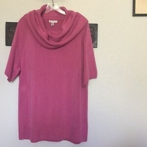 $20 SALE Short Sleeve Cowl Neck Sweater CROFT & BARROW Fuchsia Pink Fall Layer